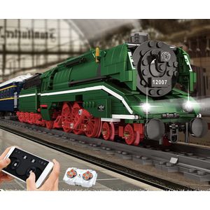 RC Radiografische Duitse BR18 201 Stoomlocomotief met echt Stoom en Verlichting! | LEGO® City Creator Technic Compatible | 2348 Bouwstenen | Trein | Locomotief | Toy Brick Lighting®