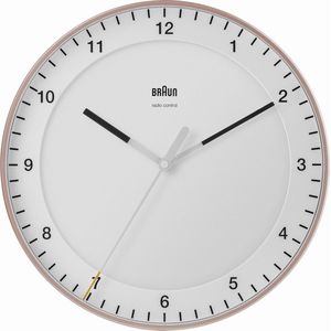 Braun BC17PW-DCF - Wandklok - Analoog - Kunststof - Quartz - Radiogestuurde tijdsaanduiding - Sweep movement - Rosékleurig - Wit - Ø30cm