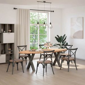 The Living Store Eettafel 240x100x74 cm ovaal massief eikenhout lichtbruin - Tafel Met Poten - Houten Tafel - Eetkamertafel - Oak Wood Dining Table - Massief Eiken Tafel