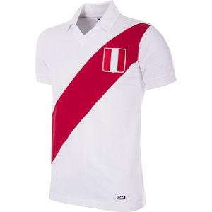 COPA - Peru 1970's Retro Voetbal Shirt - S - Wit;Rood