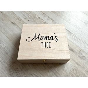 Thee kist - Thee bewaardoos - Mama's thee - houten theedoos - 12 vakjes - thee voor mama
