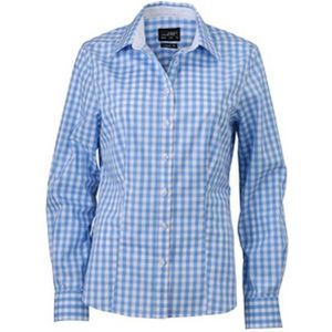 James and Nicholson Dames/dames geruit overhemd (Gletsjerblauw/Wit)