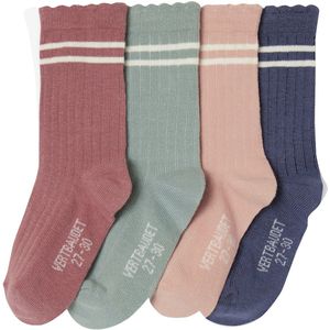 Set van 4 Paar Meisjes Sportsokken - Oudroze - Ribgebreid