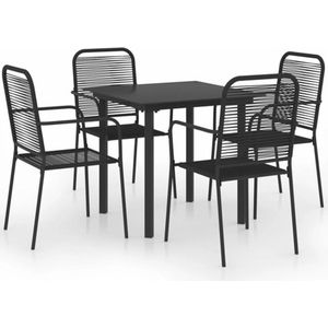 vidaXL - 5-delige - Tuinset - glas - en - staal - zwart