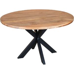 Zita Home - eettafel model El rond - 120cm - mangohout - metalen zwarte poot - 3cm dik blad matrix poot