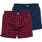 Ceceba heren boxershorts geweven wijd model (2-pack), donkerrood geruit