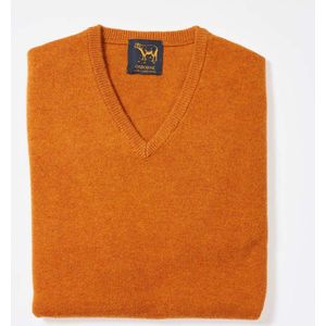 Osborne Knitwear Trui met V hals - Sweater heren in Lamswol - Pullover Heren - Oxide - M