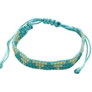 Armband Dames - Glaskralen - Verstelbaar - Blauw