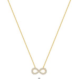 Twice As Nice Halsketting in 18kt verguld zilver, infinity, zirkonia 40 cm