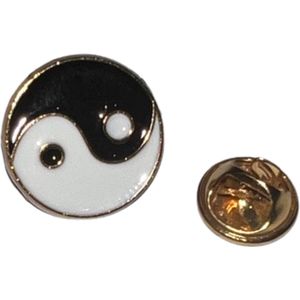 Yin Yang Emaille Pin 1.8 cm / 1.8 cm / Zwart wit Goud
