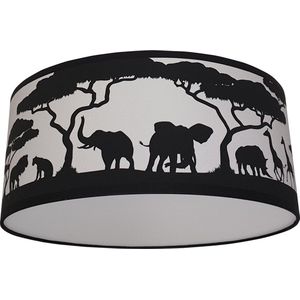 Plafondlamp safari silhouet grijs-  Kinderkamer plafondlamp - Plafondlamp safari silhuet - Lamp voor aan het plafond - Dieren plafondlamp | Diameoter 35cm x 15cm hoog | E27 fitting maximaal 40 watt | Excl. Lichtbron