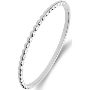 Lucardi Dames 14 karaat witgouden ring bolletjes - Ring - 14 Karaat Goud - Zilver - 19 / 60 mm