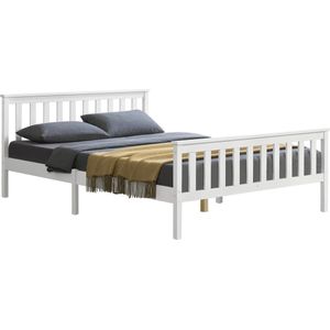 In And OutdoorMatch Houten Bed Bridie - Met Bedbodem - 160x200 cm - Wit - Snelle Montage
