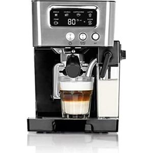 Cappuccino Koffiezetapparaat - Portafilter 15 bar - Koffiespecialiteiten met één druk op de knop, melkreservoir van 0,4 liter en watertank van 1,4 liter - Zwart-Zilver