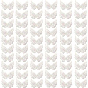60 stuks kleine pailletten engelenvleugels opstrijkpatches - wit