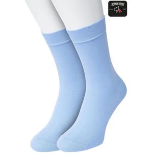 Bonnie Doon Basic Sokken Dames Licht Blauw maat 36/42 - 2 paar - Basis Katoenen Sok - Gladde Naden - Brede Boord - Uitstekend Draagcomfort - Perfecte Pasvorm - 2-pack - Multipack - Effen - Lichtblauw - Baby Blauw - Light Blue - OL834222.263