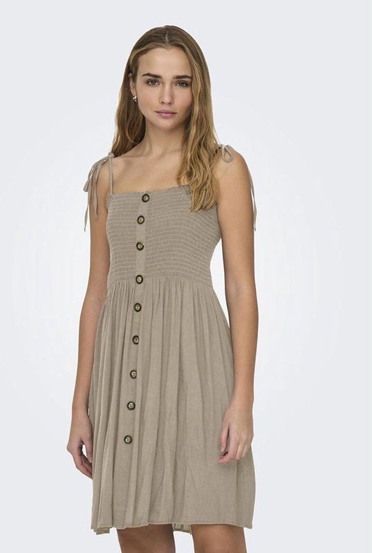 ONLY Dames Onlannika S/L Smock Jurk WVN Noos, Beige, 36