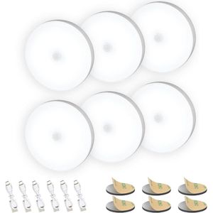 Night Light Indoor Light 3 Modes (Auto/On/Off) Self-Adhesive Lights USB Battery Rechargeable Wireless Brightness Adjustable for Kitchen Hallway Stairs Cupboard (6 Pack)