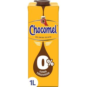 Chocomel 0% suiker toegevoegd - Chocolademelk - Houdbaar - 6x1L - Voordeelverpakking