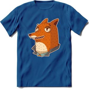 Casual vos T-Shirt Grappig | Dieren fox Kleding Kado Heren / Dames | Animal Skateboard Cadeau shirt - Donker Blauw - M