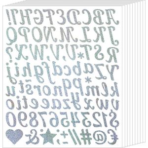 Zelfklevende Vinyl Letter Nummer Symbool Stickers Kit - Waterdichte Water Fles Stickers - Alfabet Letters Nummers voor Teken Decor - Zilver