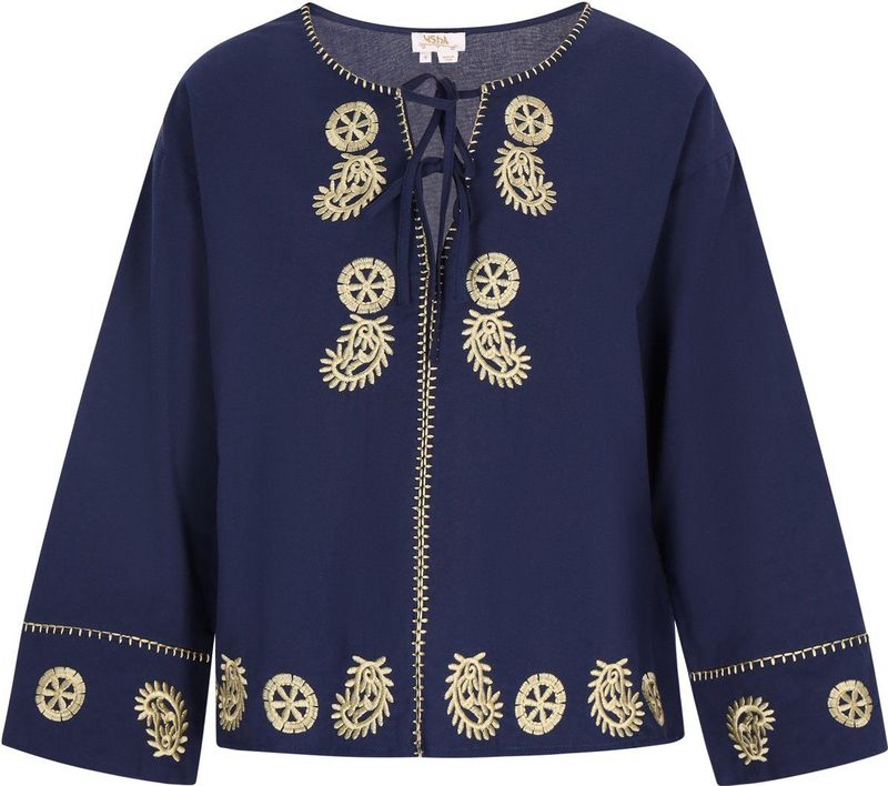 usha - Blouse - Katoen - Met Lange Wijde Mouwen - Geborduurd