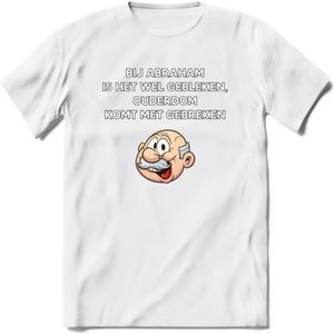 Bij abraham is het wel gebleken T-Shirt | Grappig Abraham 50 Jaar Verjaardag Kleding Cadeau | Dames – Heren - Wit - 3XL