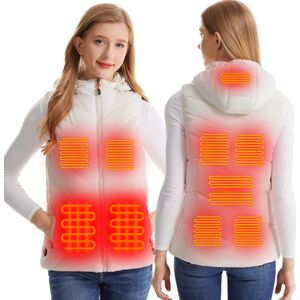 MEETHOO Verwarmd Vest Dames | Gewatteerde Elektrische Bodywarmer | Verwarmde Bodywarmer | USB | Powerbank niet inbegrepen-Wit-L