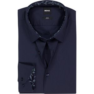 BOSS Hank slim fit overhemd, popeline, donkerblauw