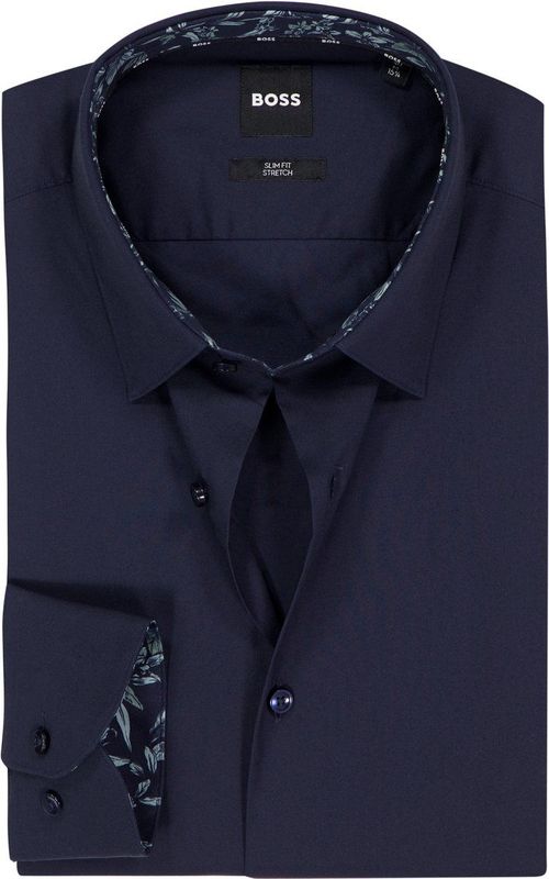 BOSS Hank slim fit overhemd, popeline, donkerblauw
