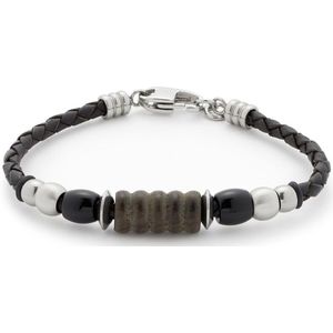 Jewels by Leonardo Heren Armband Amico - RVS - Leer - Hout - Glas