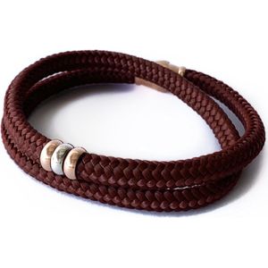 NIEUW - Jolla - dames armband - wikkelarmband - zilver - touw - bedels - Basic Rope - Bordeaux/Rosé