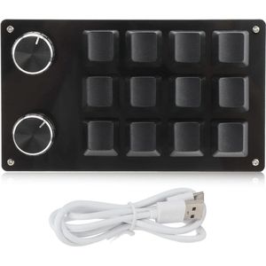 Macro mechanisch toetsenbord draagbaar USB Mini 12 Key RGB multifunctioneel DIY programmeerbaar toetsenbord - Office Gaming Lab - volledig zwart .