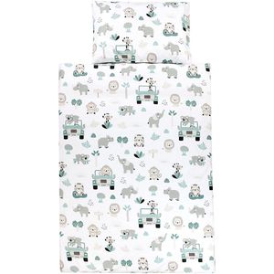 Ibenzoa® Zacht katoenen kinderbeddengoed met dierentuinmotief en ritssluiting