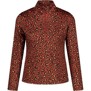 Emski - Dames skipully - Panter print - Pullover met kwart rits, lange mouwen - Wintersport kleding - Maat S