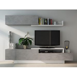 Trasman- TV Meubel Tv-meubel Izquierdo 3 deuren - 240cm - Grijs; Betonlook
