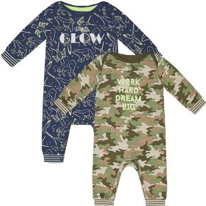Charlie Choe - 2pack - Navy - Bruin Boxpak - Salopette - Kruippakje - Babypakje - Jumpsuit - Geboortepakje - Romper - Camo - Sterren - Maat 56