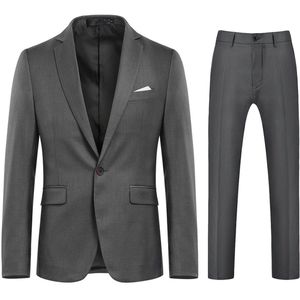 Allthemen Heren Tweedelig Pak - Klassieke Kraag en Enkele Knoop Pak - S