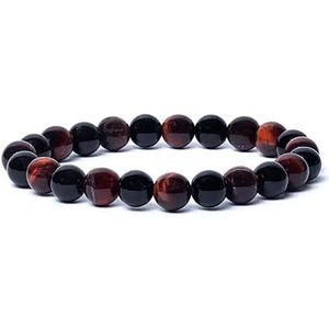 Armband zwarte onyx/ rode tijgeroog AA kwaliteit elastisch