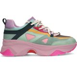 Sacha - Dames - Multicolor leren platform sneakers met roze zool - Maat 39