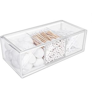 Unyqoos ® Transparante Acryl Organizer voor Wattenstaafjes en Accessoires met Verstelbare Vakken en Stapelbaar Ontwerp