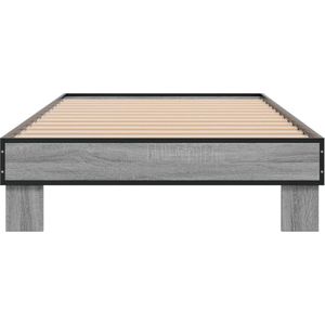 vidaXL-Bedframe-bewerkt-hout-en-metaal-grijs-sonoma-eiken-90x200-cm