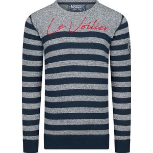GN - heren sweater print - ronde hals - NAVY/WHITE