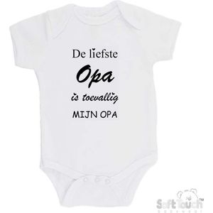 100% katoenen Romper ""De liefste opa is toevallig mijn opa"" Unisex Katoen Wit/zwart Maat 56/62