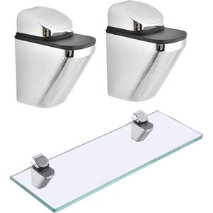 2 stuks verstelbare plankbeugels geschikt voor vierkante glazen spiegel werkbank voor thuis hotel kapsalon (afstand 3-20 mm)