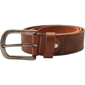 Riem echtleder Camel Kleurige Riem met Laserprint | Leren riem met print | Unisex Leren Riem met Opdruk - 4 cm Breed - Maat 105 cm