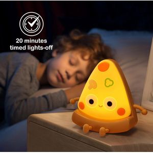 Nachtlampje Kinderen - LED Licht – Pizza – USB-Oplaadbaar – Dimmer – Timer – Draadloos - Kindvriendelijk - Cadeau 3+