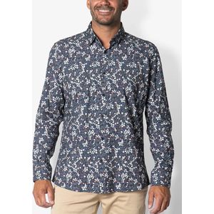 Twinlife Heren Shirt Print Geweven - Overhemd - Comfortabel - Regular Fit - Blauw - L