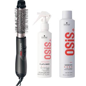 Babyliss PRO Warme luchtborstel Ceramic 32mm + Schwarzkopf OSiS+ Flatliner 200ml + Session Hairspray 500ml