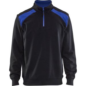 Blaklader Sweatshirt bi-colour met halve rits 3353-1158 - Zwart/Korenblauw - 4XL